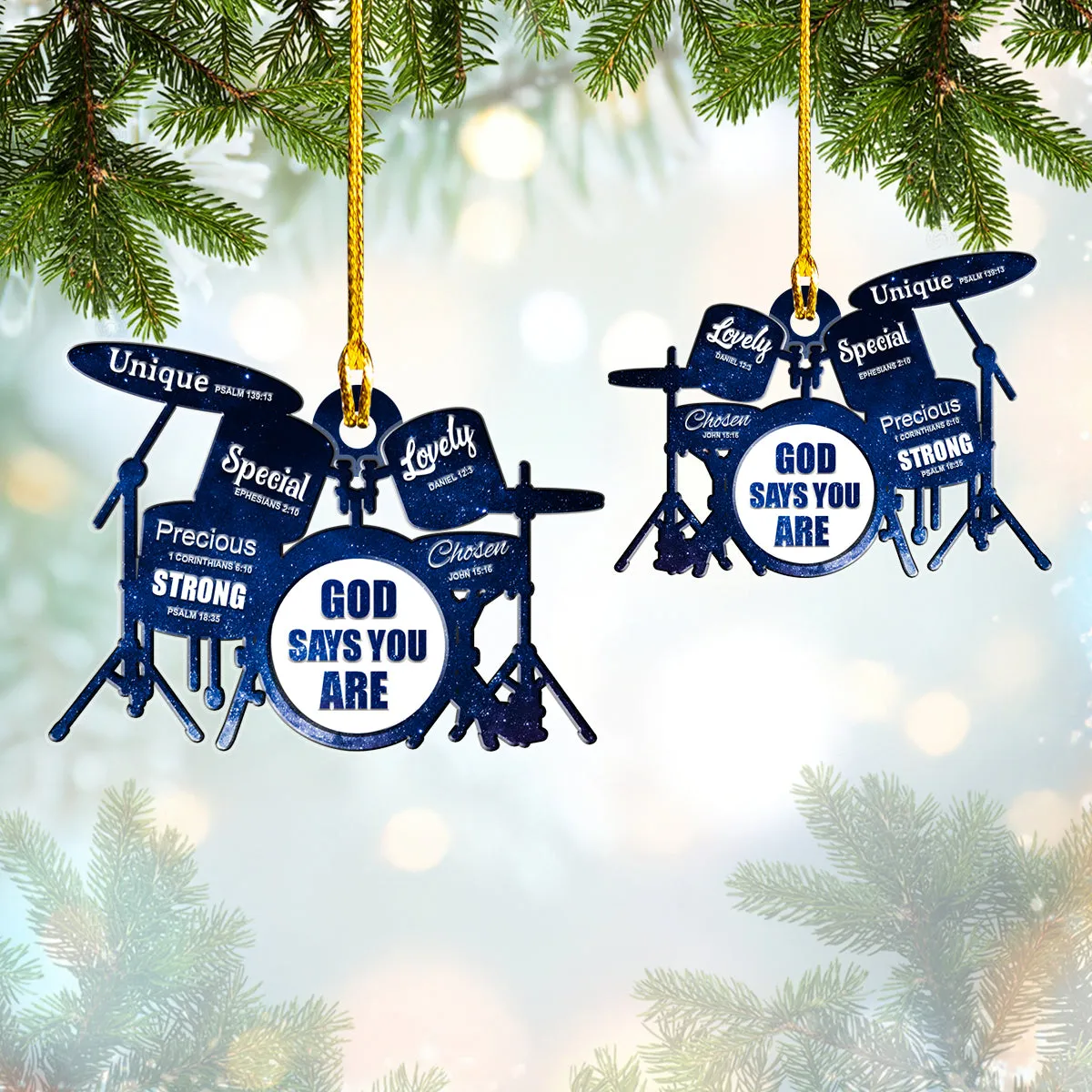 Drum Silhouette - God Says You Are - Shaped Ornament