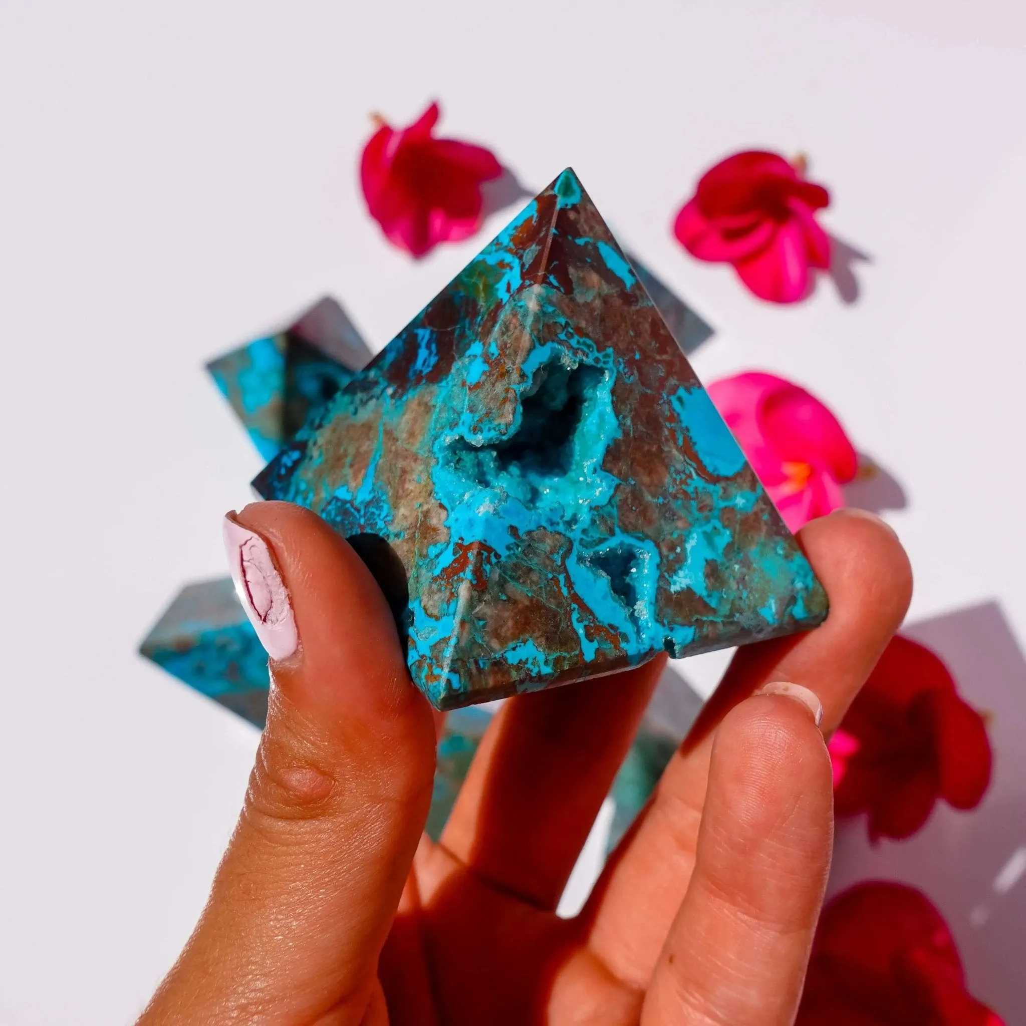 Druzy Chrysocolla Pyramids