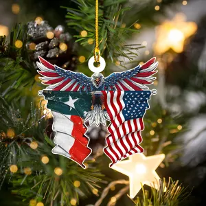 Eagle Texas Flag and United States Flag - Shaped Ornament