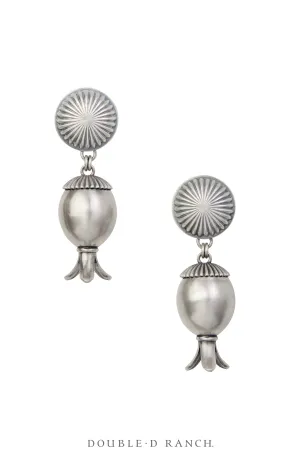 Earrings, Blossom, Sterling Silver, Acorn Blossom, Dennis Hogan Hallmark, Contemporary, 1845