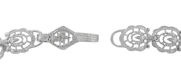 Edwardian Filigree Drop Pendant Necklace with Peridot and Diamond in Sterling Silver