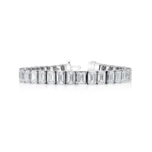 Emerald Cut 18K White Gold 12.74ct Diamond Tennis Bracelet