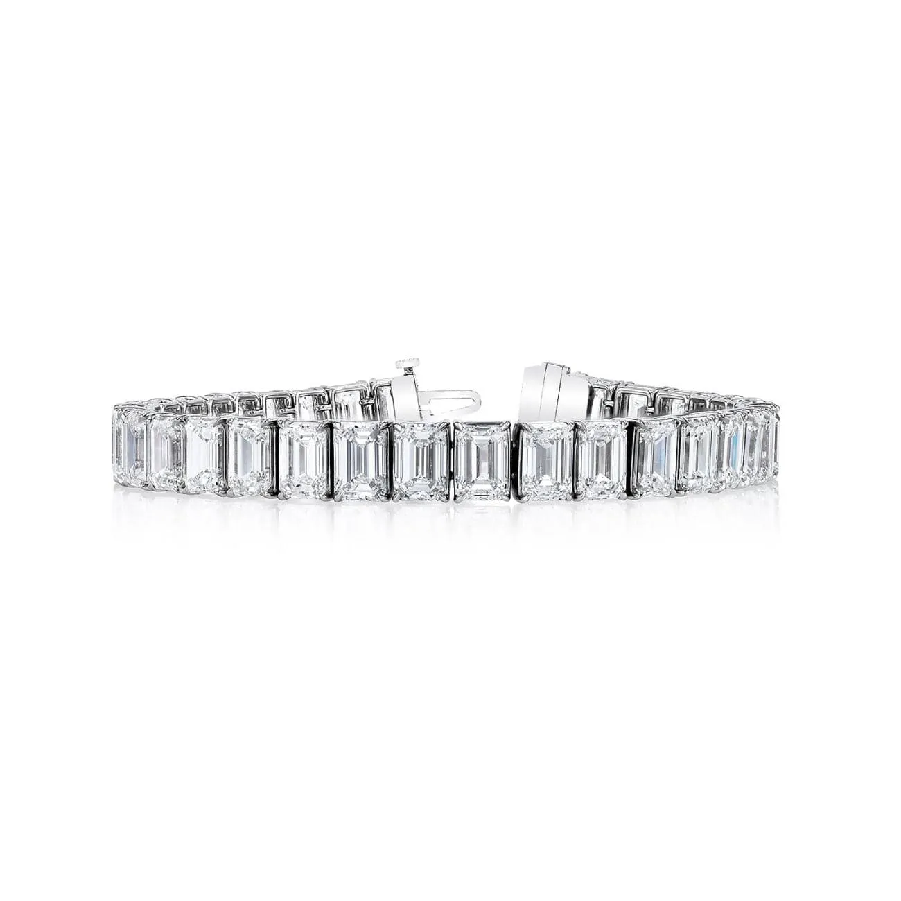 Emerald Cut 18K White Gold 12.74ct Diamond Tennis Bracelet