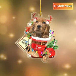 ENGLISH COCKER SPANIEL IN SNOW POCKET CHRISTMAS ACRYLIC ORNAMENT