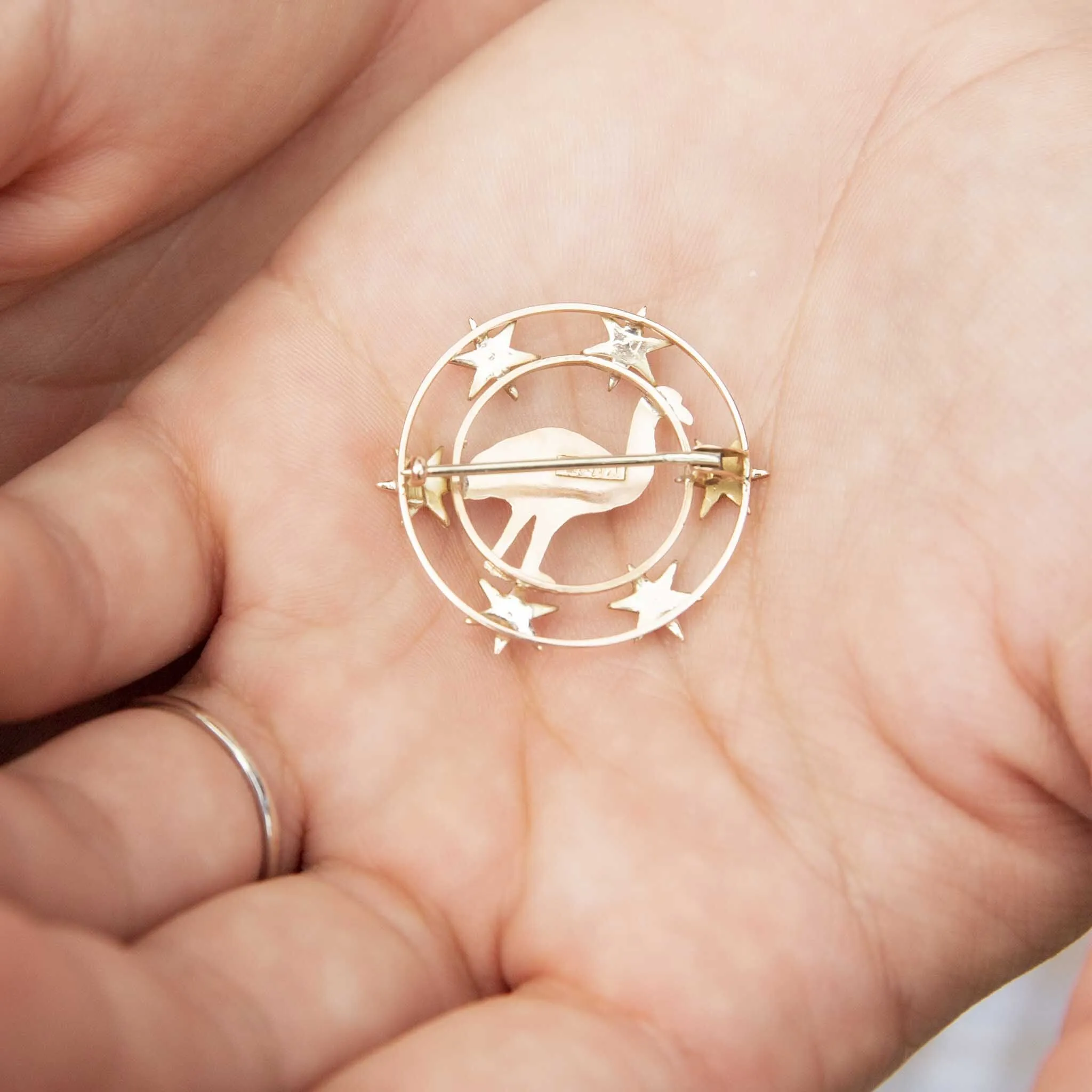 Estelle 1930s 9ct Gold Emu Seed Pearl Brooch