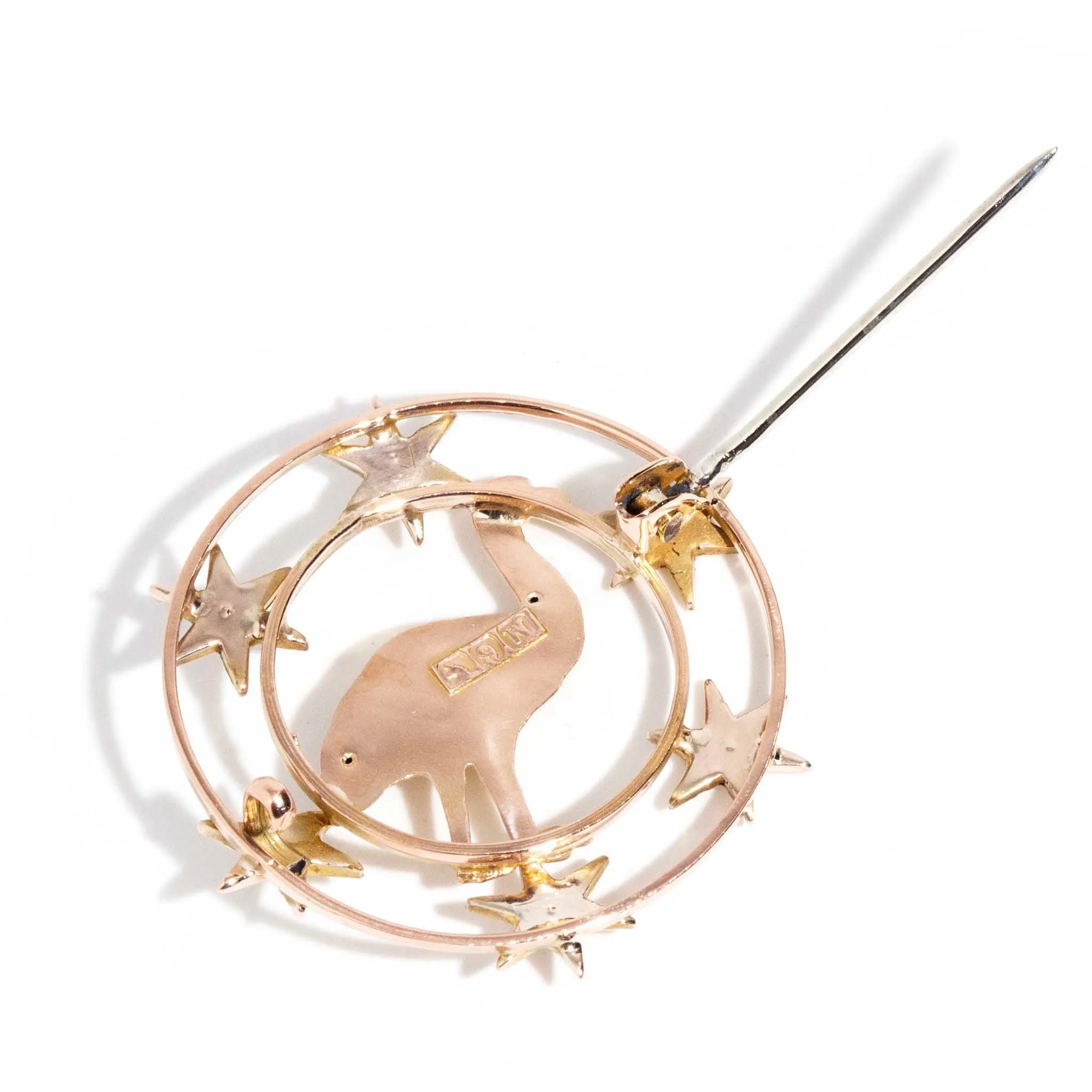 Estelle 1930s 9ct Gold Emu Seed Pearl Brooch