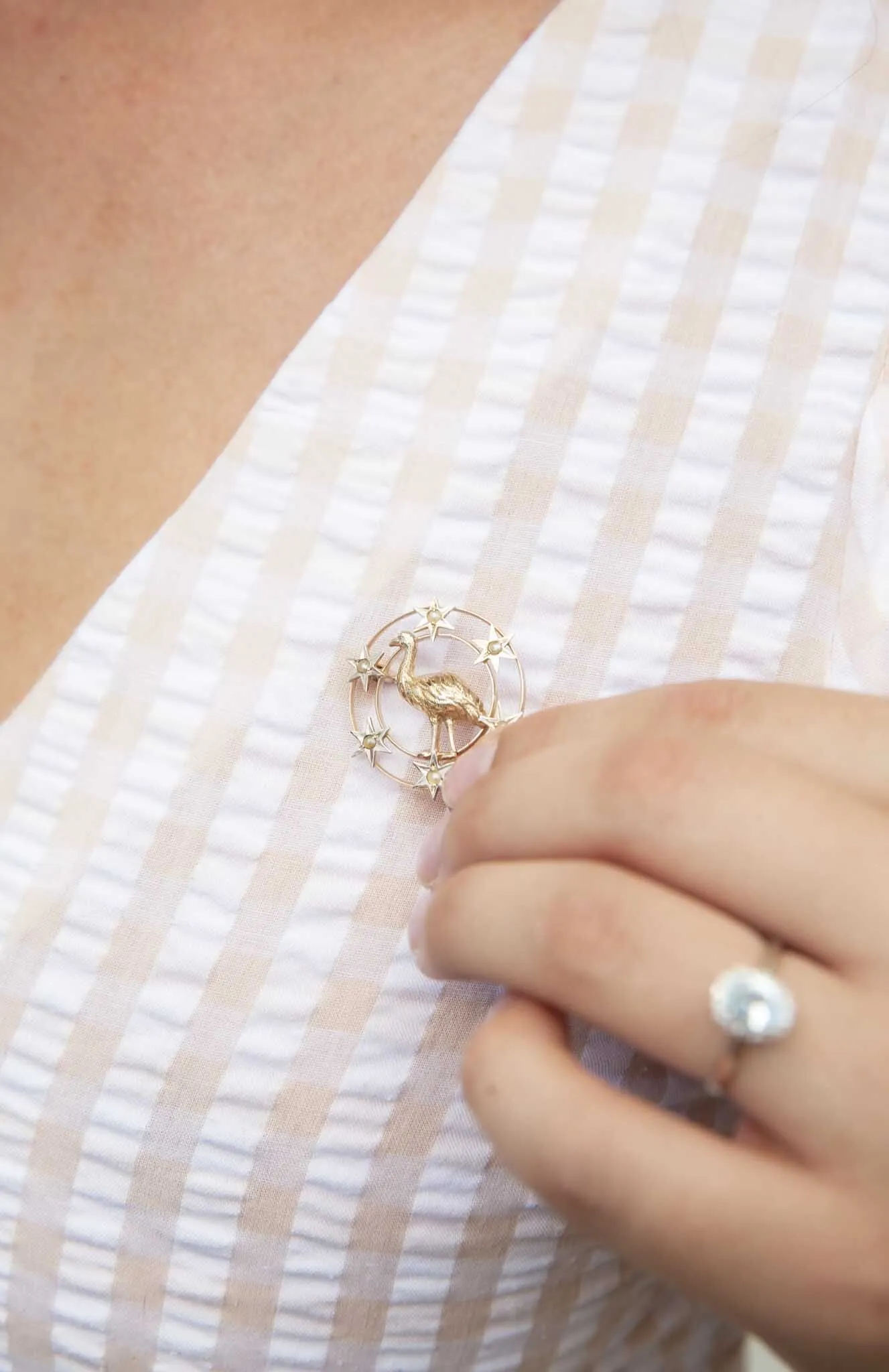 Estelle 1930s 9ct Gold Emu Seed Pearl Brooch