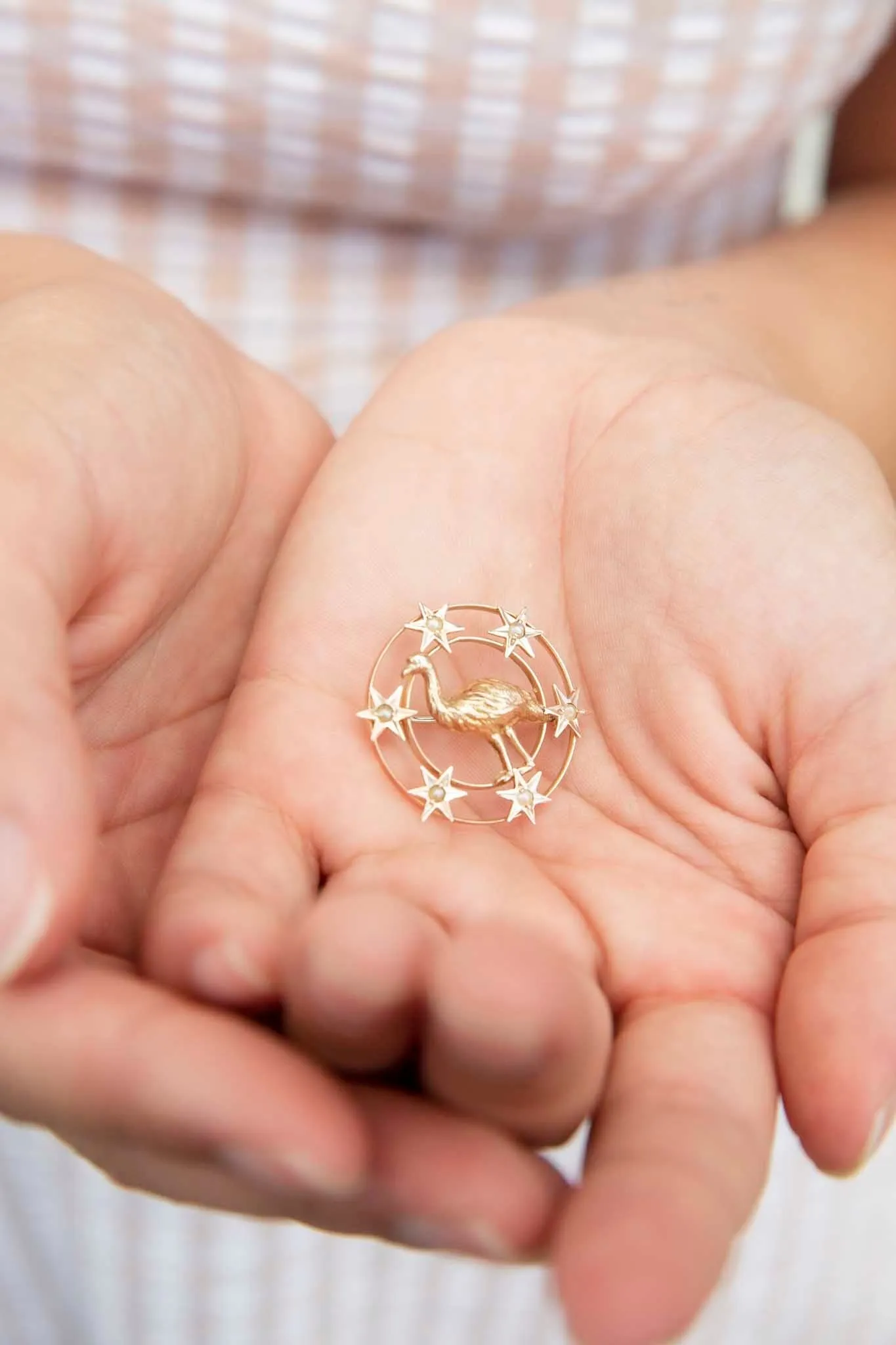Estelle 1930s 9ct Gold Emu Seed Pearl Brooch