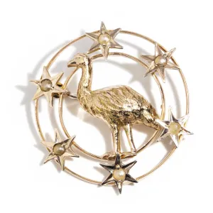 Estelle 1930s 9ct Gold Emu Seed Pearl Brooch