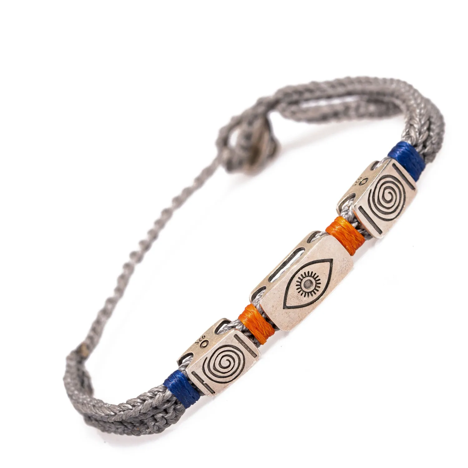 Evil Eye & Soul Grey Cord Striking Hope Men Bracelet
