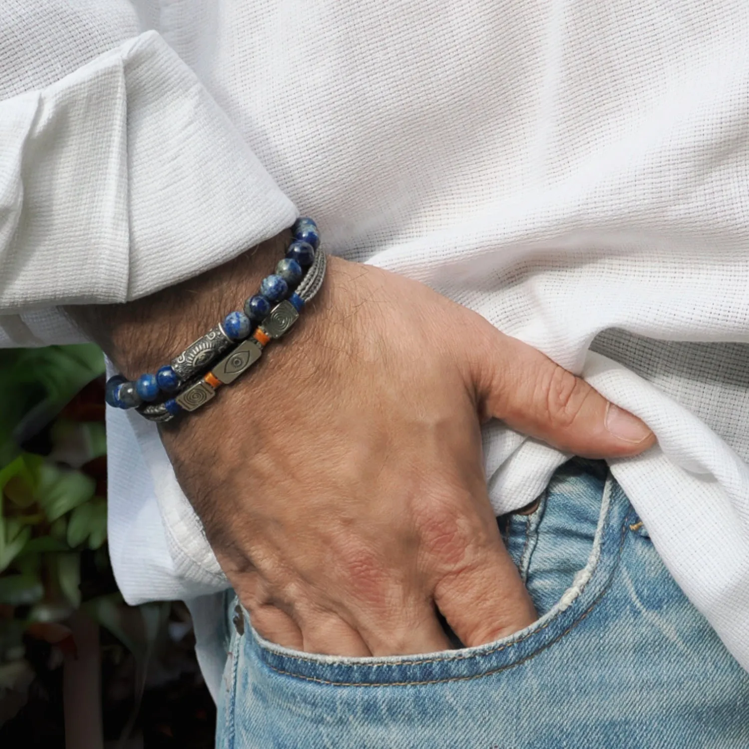 Evil Eye & Soul Grey Cord Striking Hope Men Bracelet