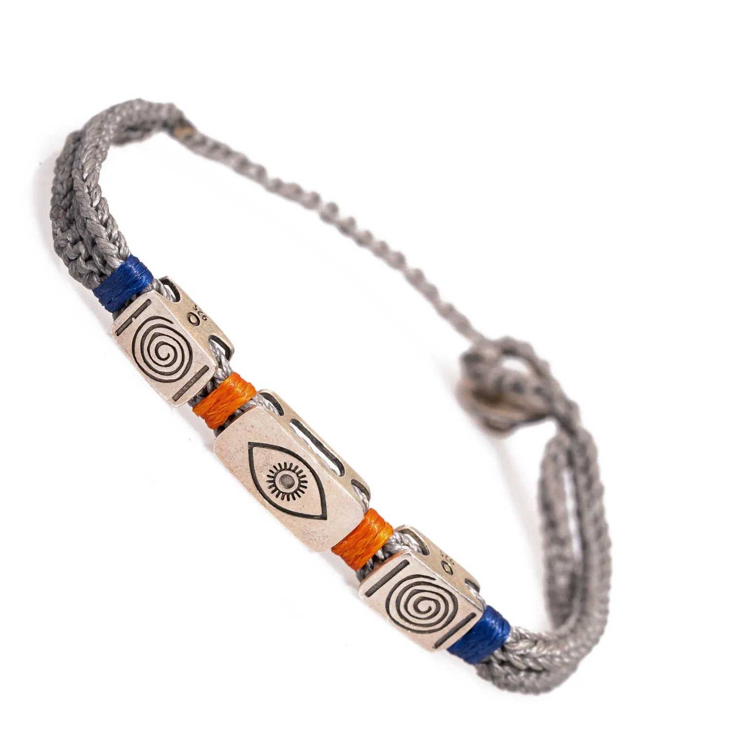 Evil Eye & Soul Grey Cord Striking Hope Men Bracelet