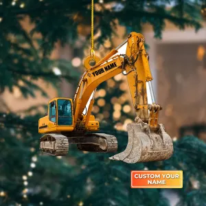 Excavator Heavy Equipment Custom Shaped Ornament 1077