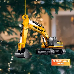 Excavator Heavy Equipment Custom Shaped Ornament 1078