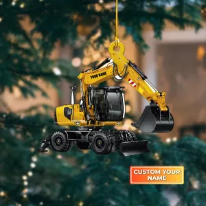 Excavator Heavy Equipment Custom Shaped Ornament 1080