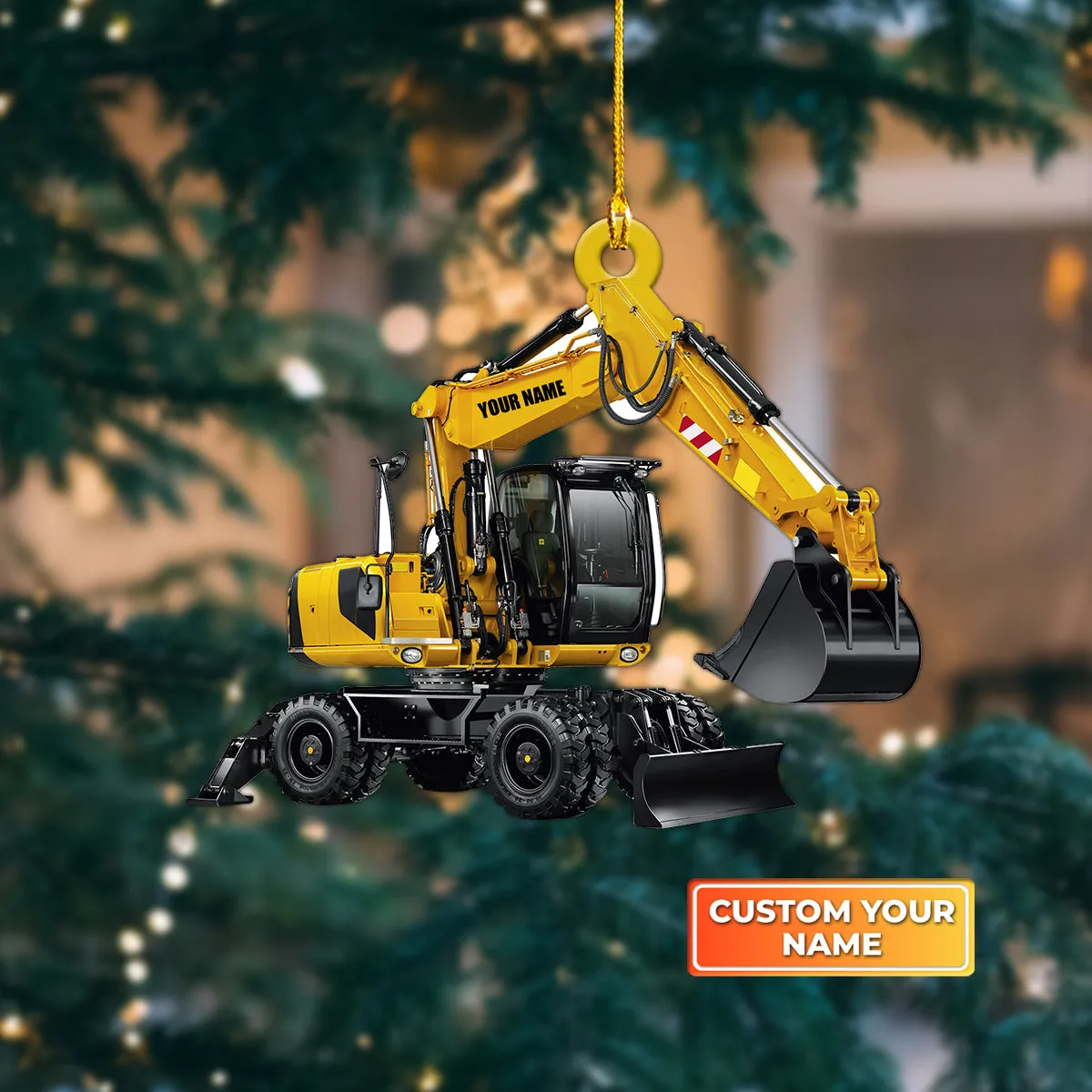 Excavator Heavy Equipment Custom Shaped Ornament 1080