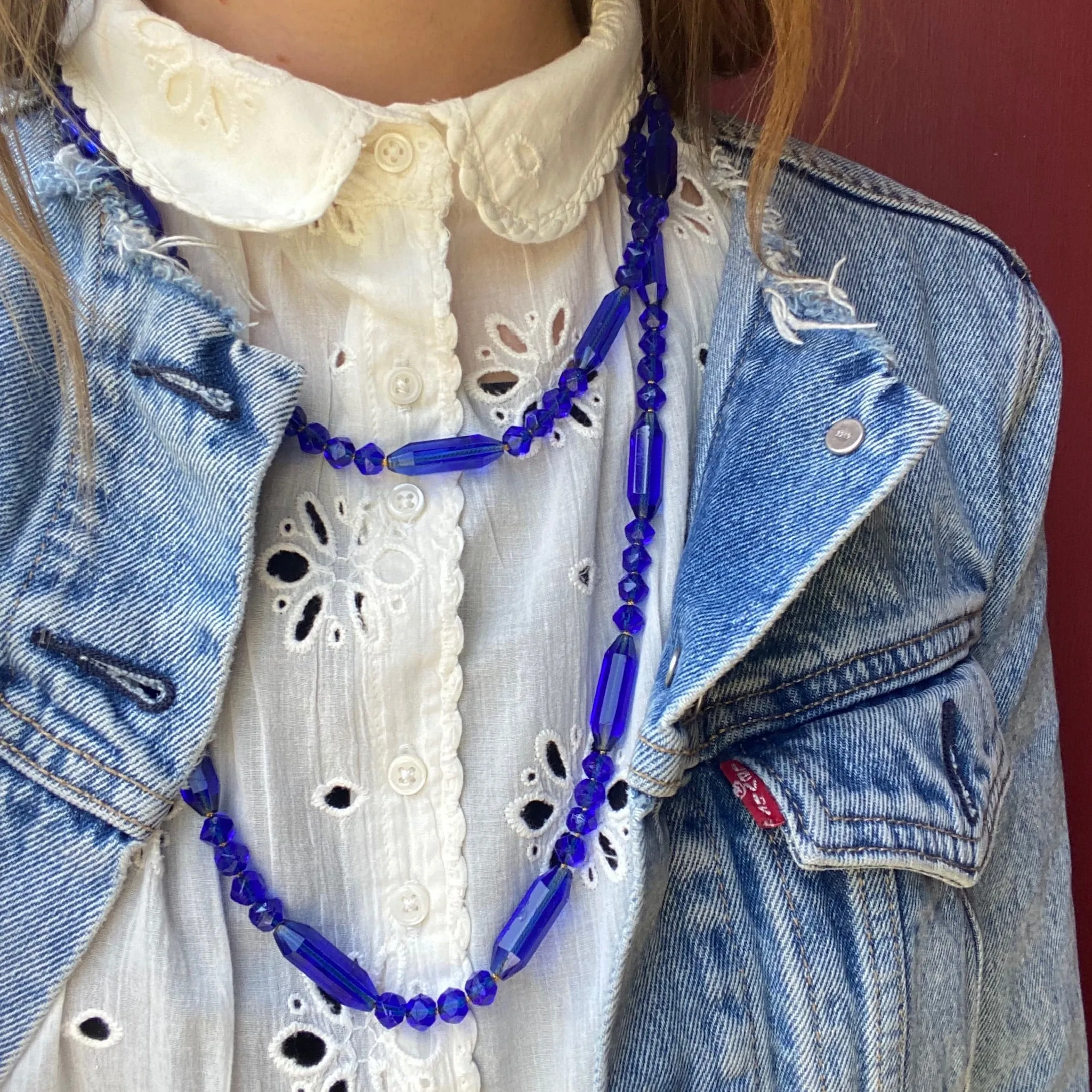 Exquisite Bright Blue Bead Flapper Necklace