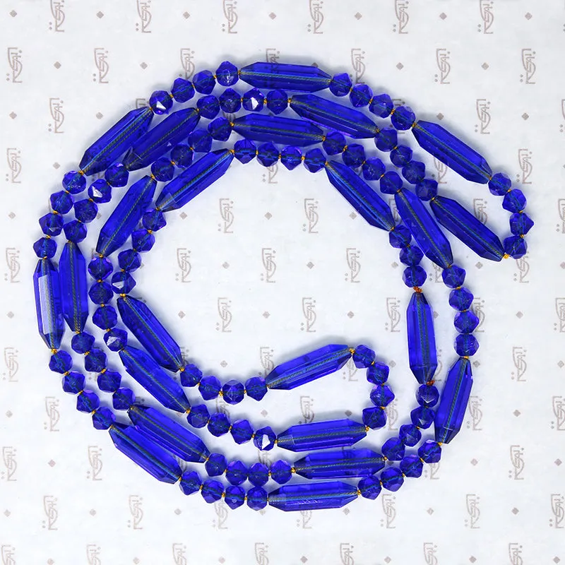 Exquisite Bright Blue Bead Flapper Necklace