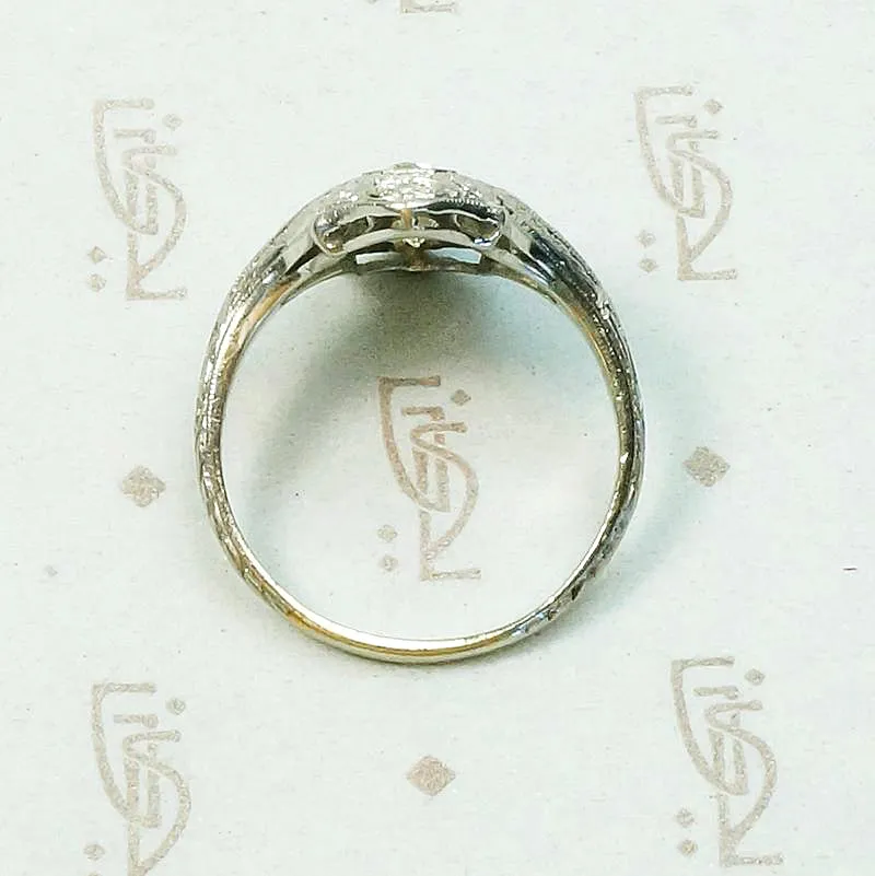 Exquisite Engraving Diamond Filigree Deco Ring