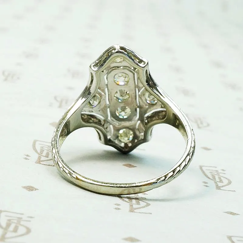 Exquisite Engraving Diamond Filigree Deco Ring
