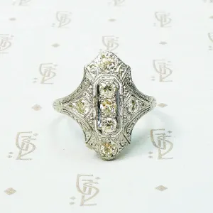 Exquisite Engraving Diamond Filigree Deco Ring