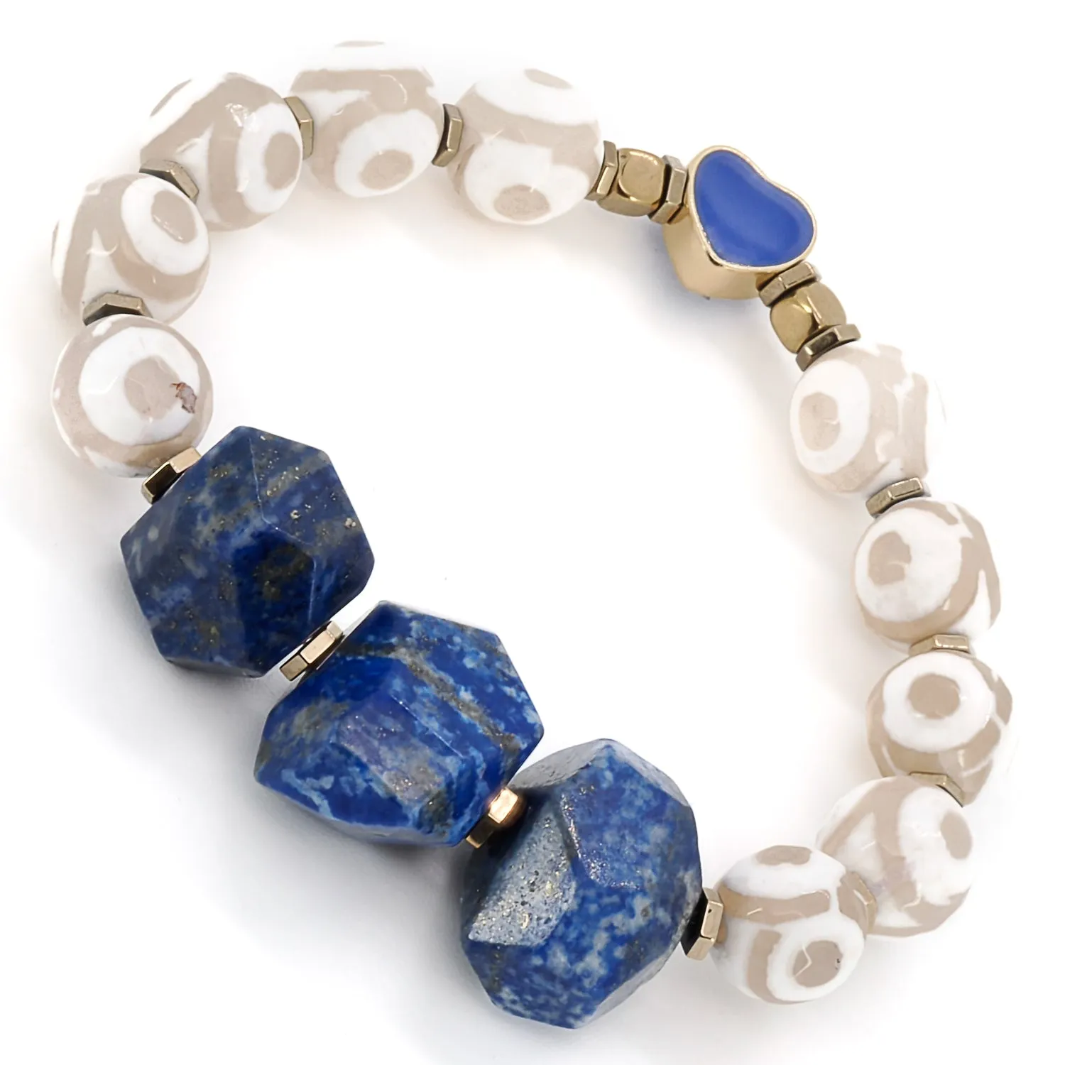 Eye Of Love Chunky Lapis Lazuli Beaded Bracelet