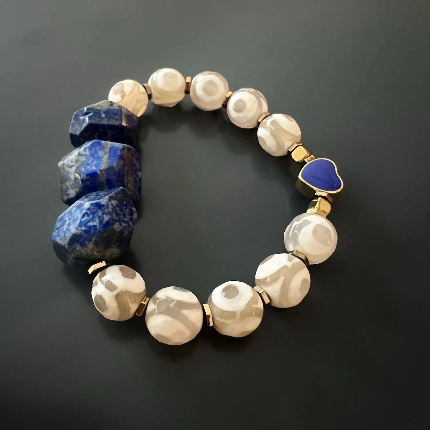 Eye Of Love Chunky Lapis Lazuli Beaded Bracelet