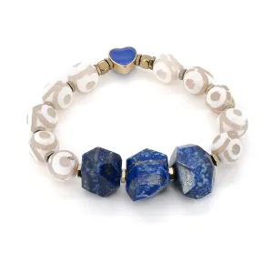 Eye Of Love Chunky Lapis Lazuli Beaded Bracelet