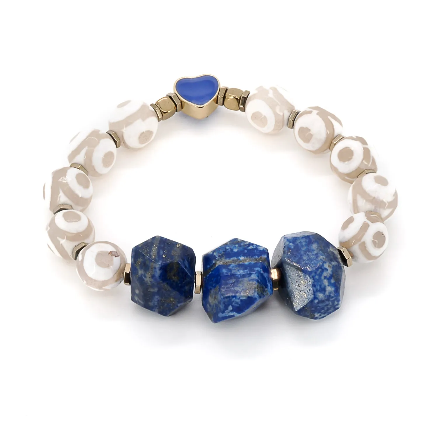 Eye Of Love Chunky Lapis Lazuli Beaded Bracelet