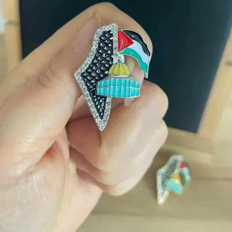 Fashionable And Exquisite New Arab Map Palestine Scarf Brooch For Temperament And Personality Men And Women Jewelry Gifts
