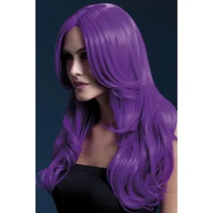 Fever Khloe Wig - Neon Purple, Long Wave with Centre Parting