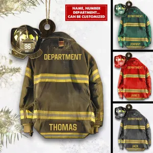 Firefighter Christmas Ornament, Personalized Firefighter Armor, Custom Wooden & Acrylic Shape Ornament, Firefighter Gift