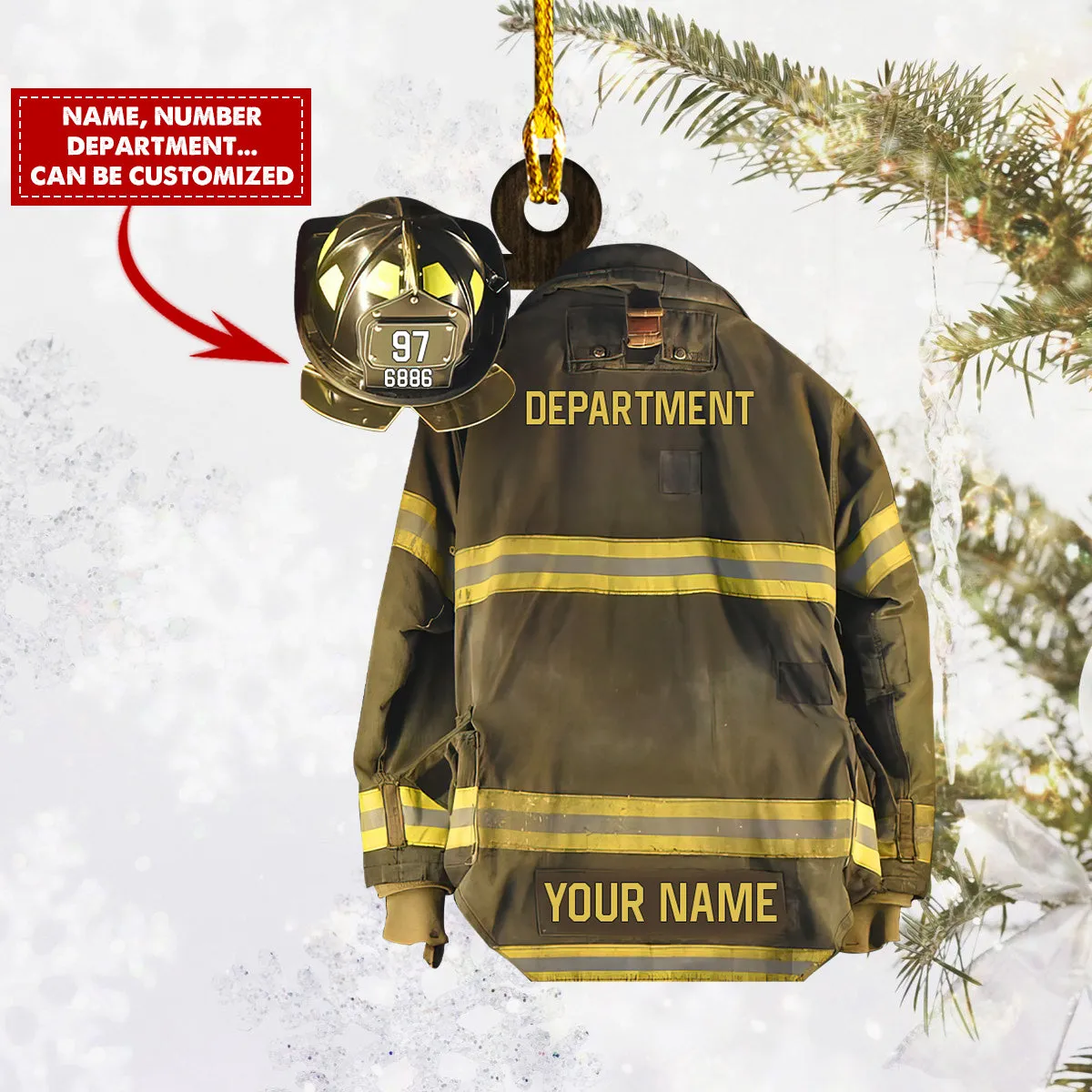 Firefighter - Custom Shaped Ornament 04