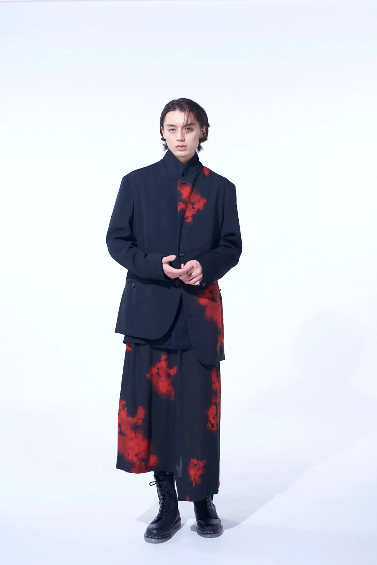 FLAMES PATTERN ASYMMETRICAL JACKET
