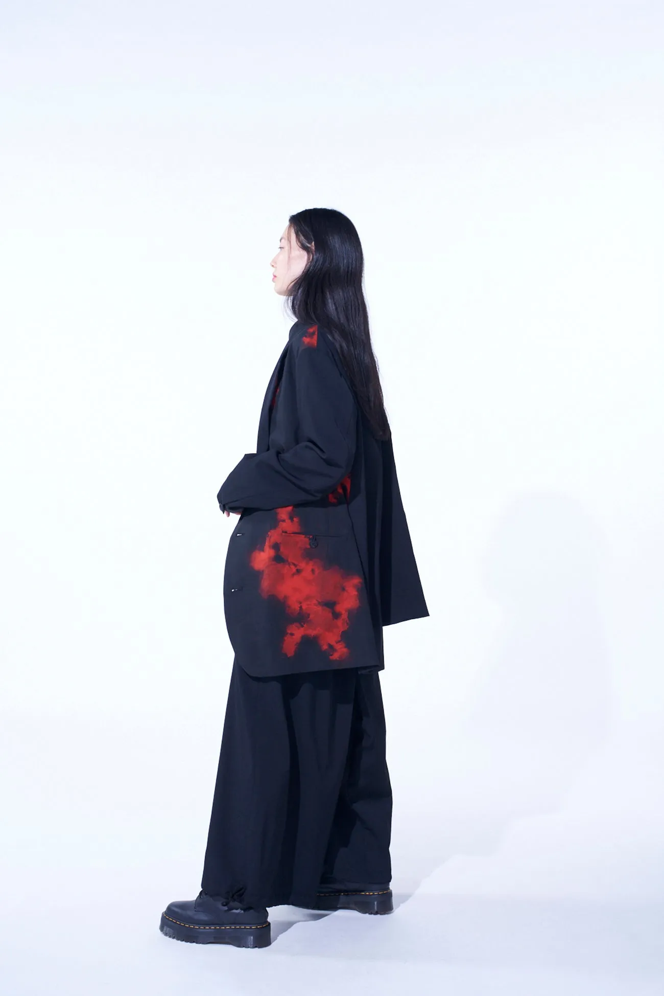 FLAMES PATTERN ASYMMETRICAL JACKET