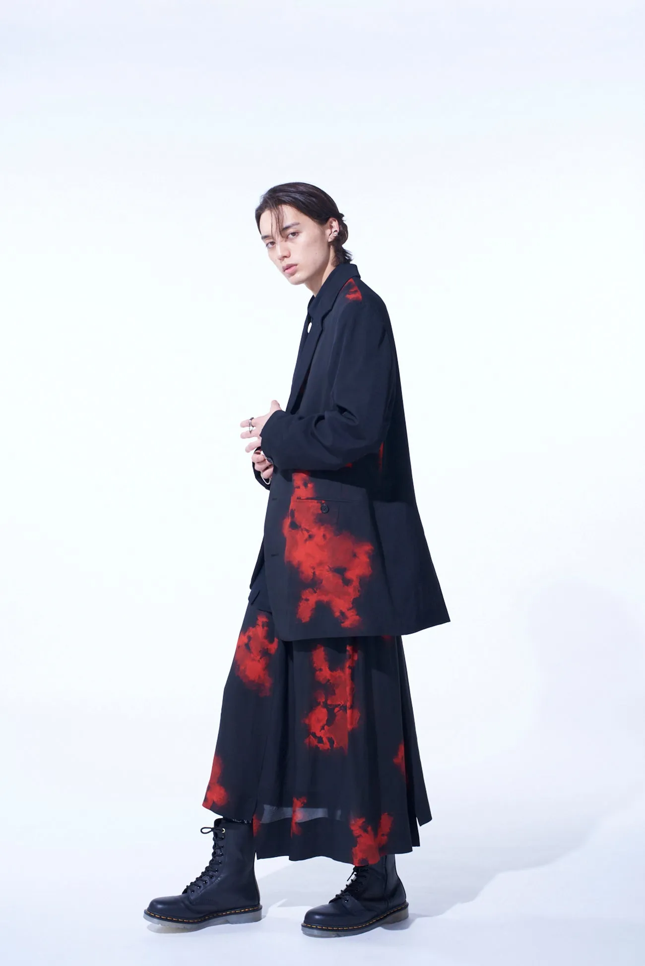 FLAMES PATTERN ASYMMETRICAL JACKET