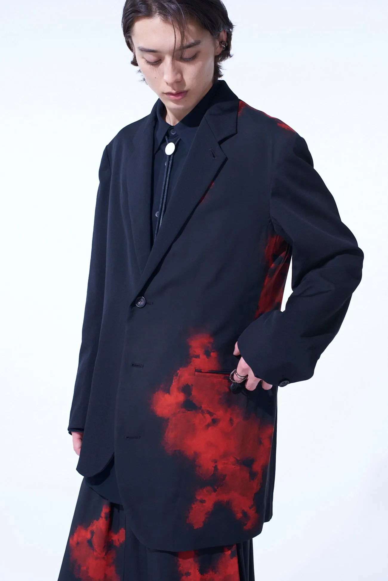 FLAMES PATTERN ASYMMETRICAL JACKET