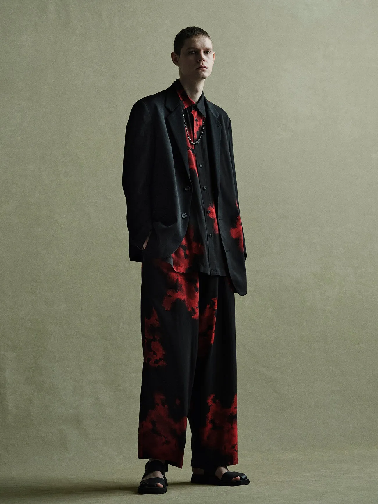 FLAMES PATTERN ASYMMETRICAL JACKET