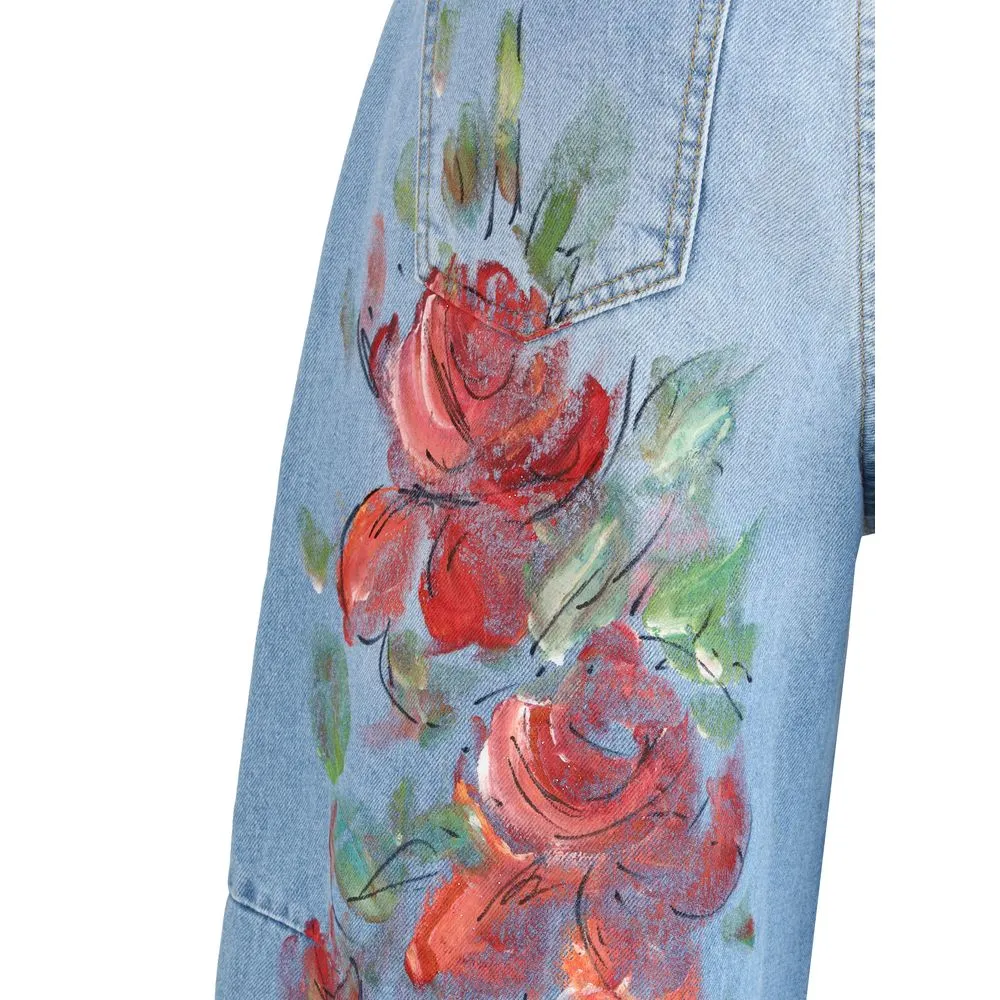 Floral-print Jeans