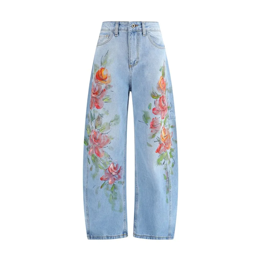 Floral-print Jeans