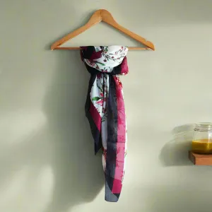 Floral Print Square Silk Scarf 100 X 100 Cm