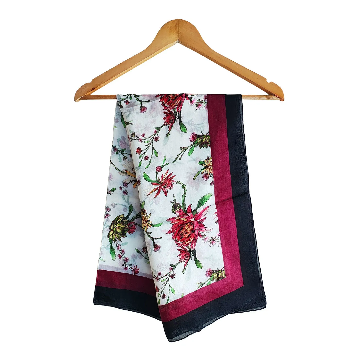 Floral Print Square Silk Scarf 100 X 100 Cm