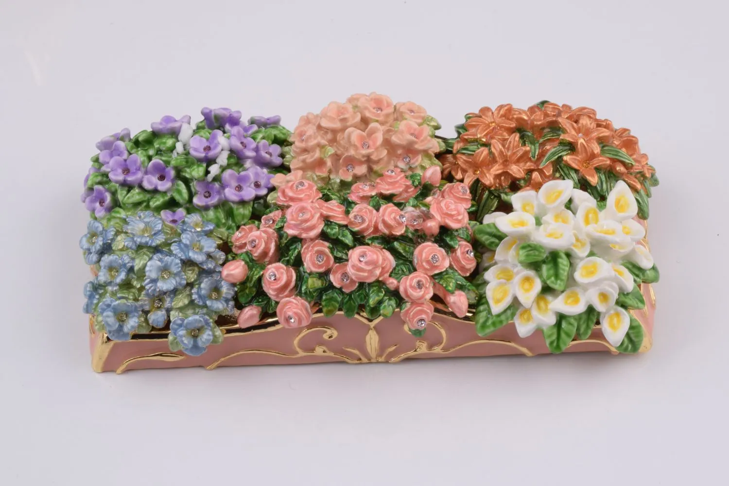 Florist Cat with flowers cart trinket box