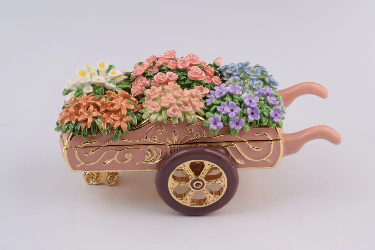 Florist Cat with flowers cart trinket box