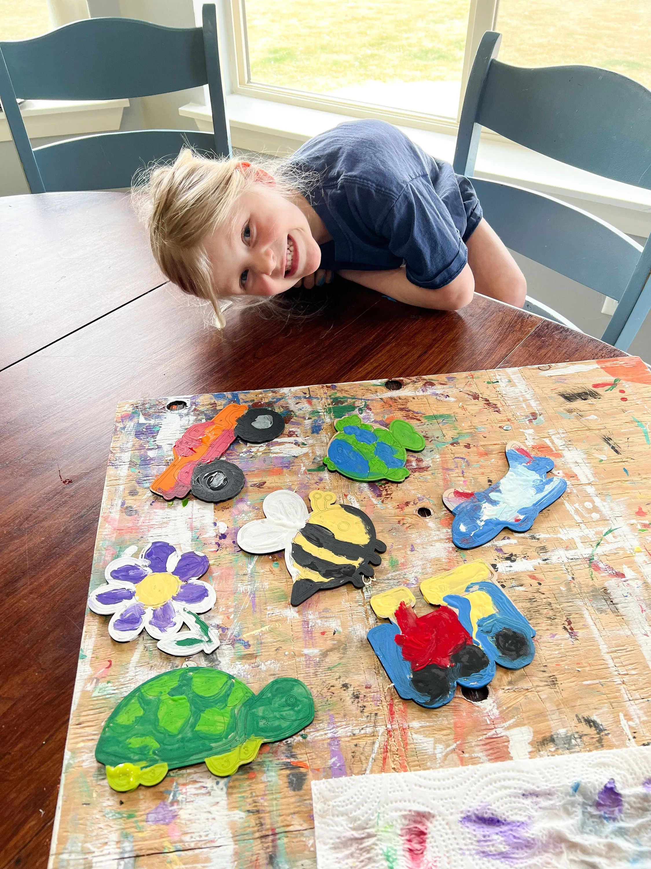 Flower Painting by Numbers, Craft Kits for Kids,  Unpainted Wood Make Your Own Sign, Flower Birthday Party Favor