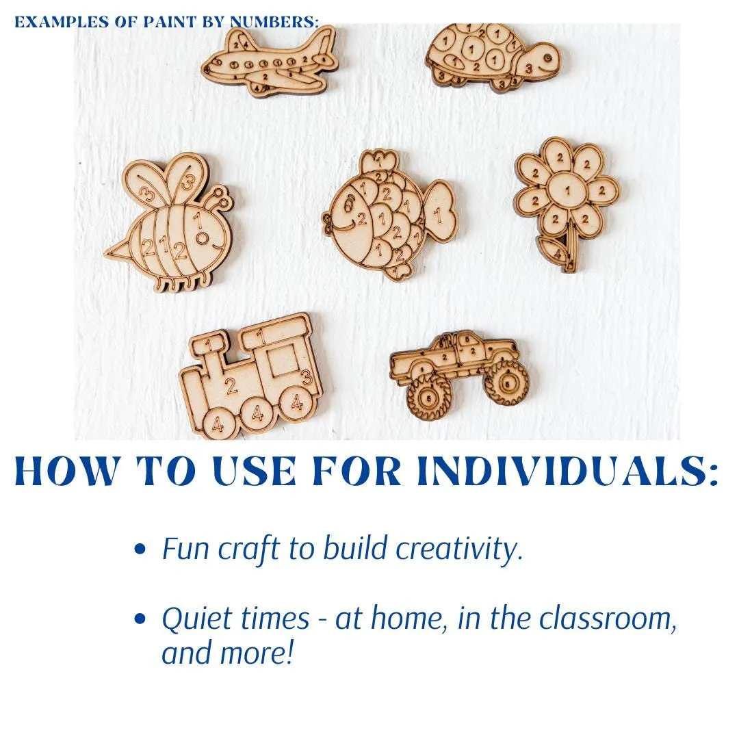 Flower Painting by Numbers, Craft Kits for Kids,  Unpainted Wood Make Your Own Sign, Flower Birthday Party Favor
