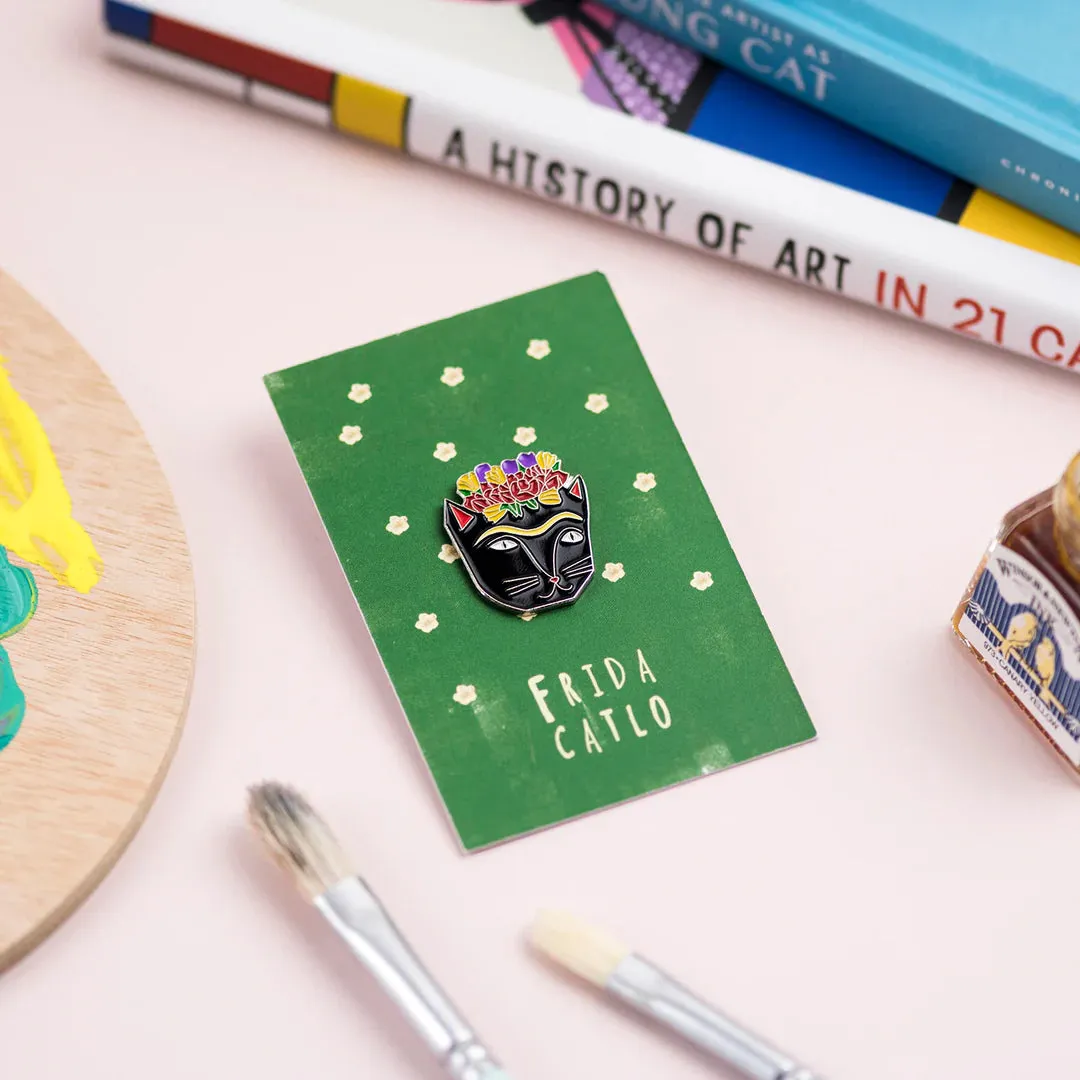 Frida Catlo Cat Artist Pin Badge