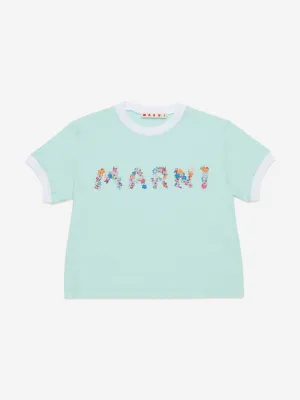 Girls Floral Logo T-Shirt in Green