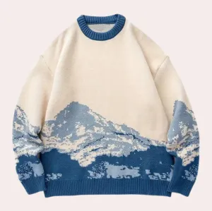 Godelief - men's jumper with striking mountain print