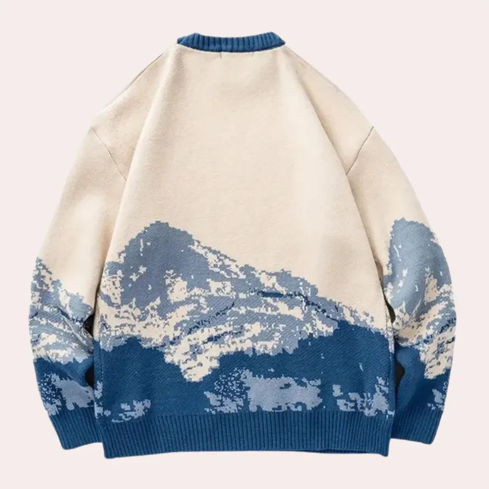 Godelief - men's jumper with striking mountain print